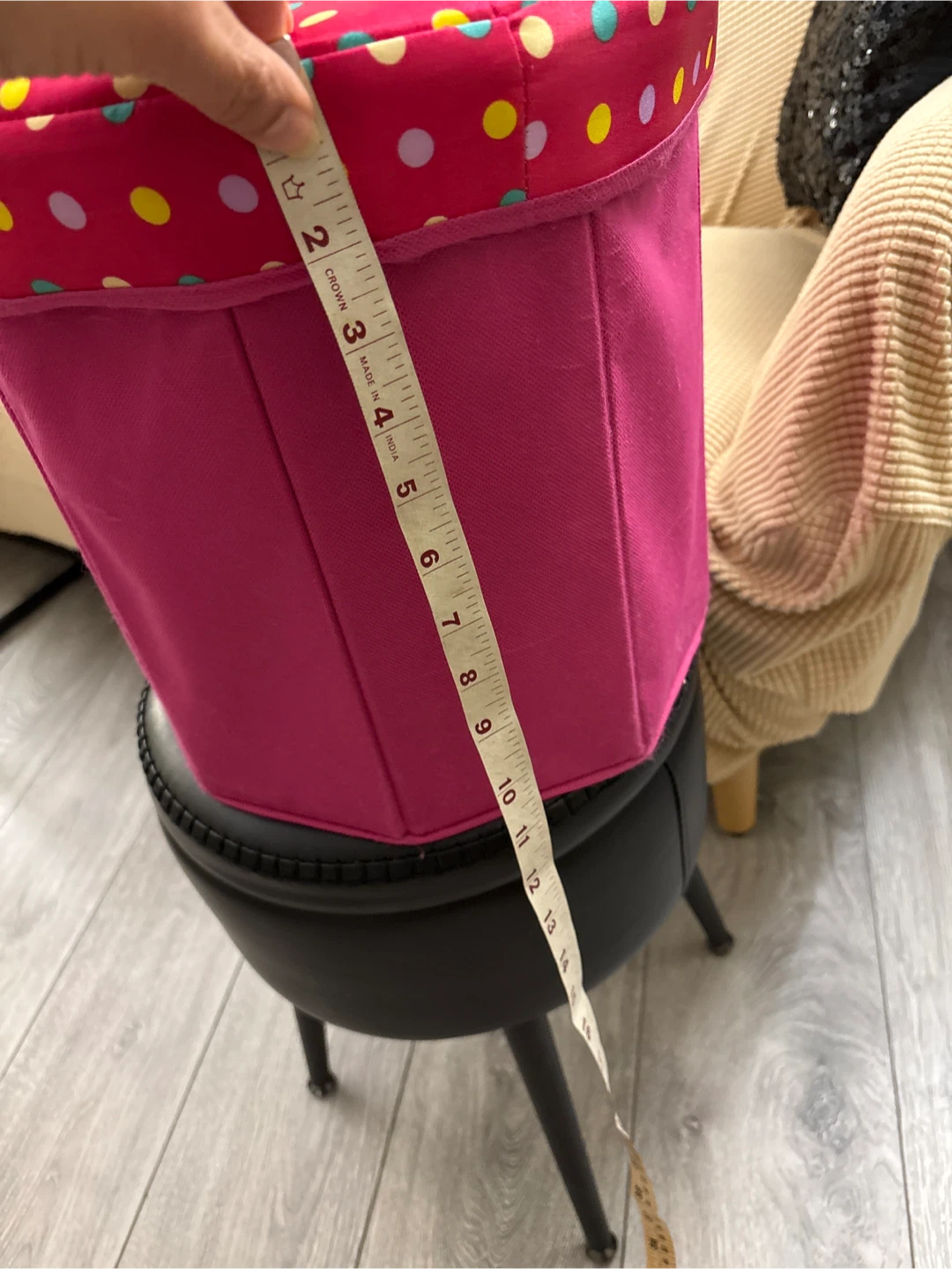 Pink Polka Dot Storage Ottoman - photo 5