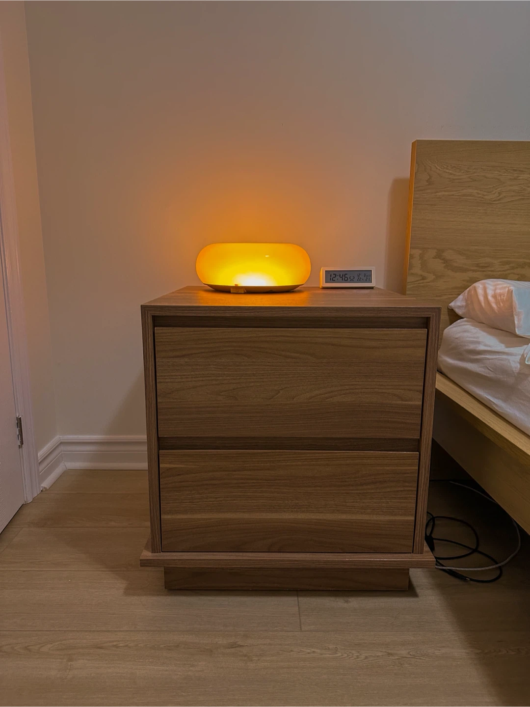 Wood Nightstand with 2 Drawers - photo 2