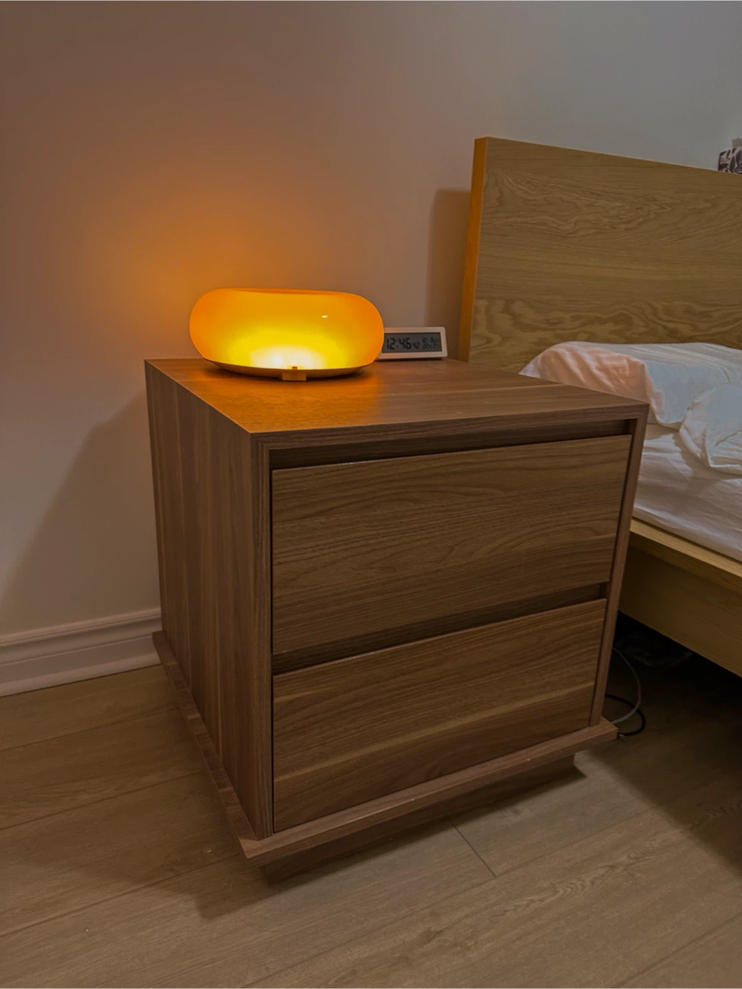 Wood Nightstand with 2 Drawers