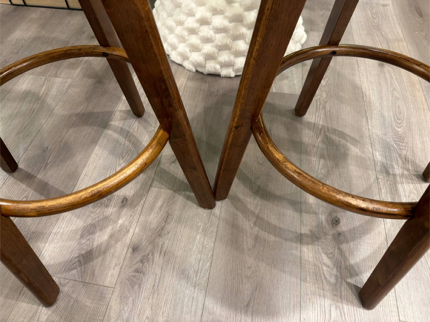Set of 2 Bar Stools - Grey & Wood - photo 4
