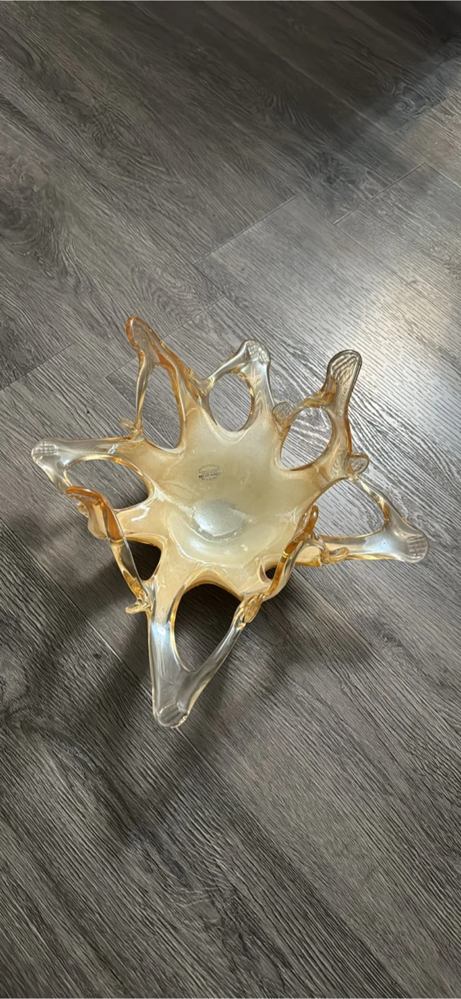 Murano Glass Bowl - Amber & Clear