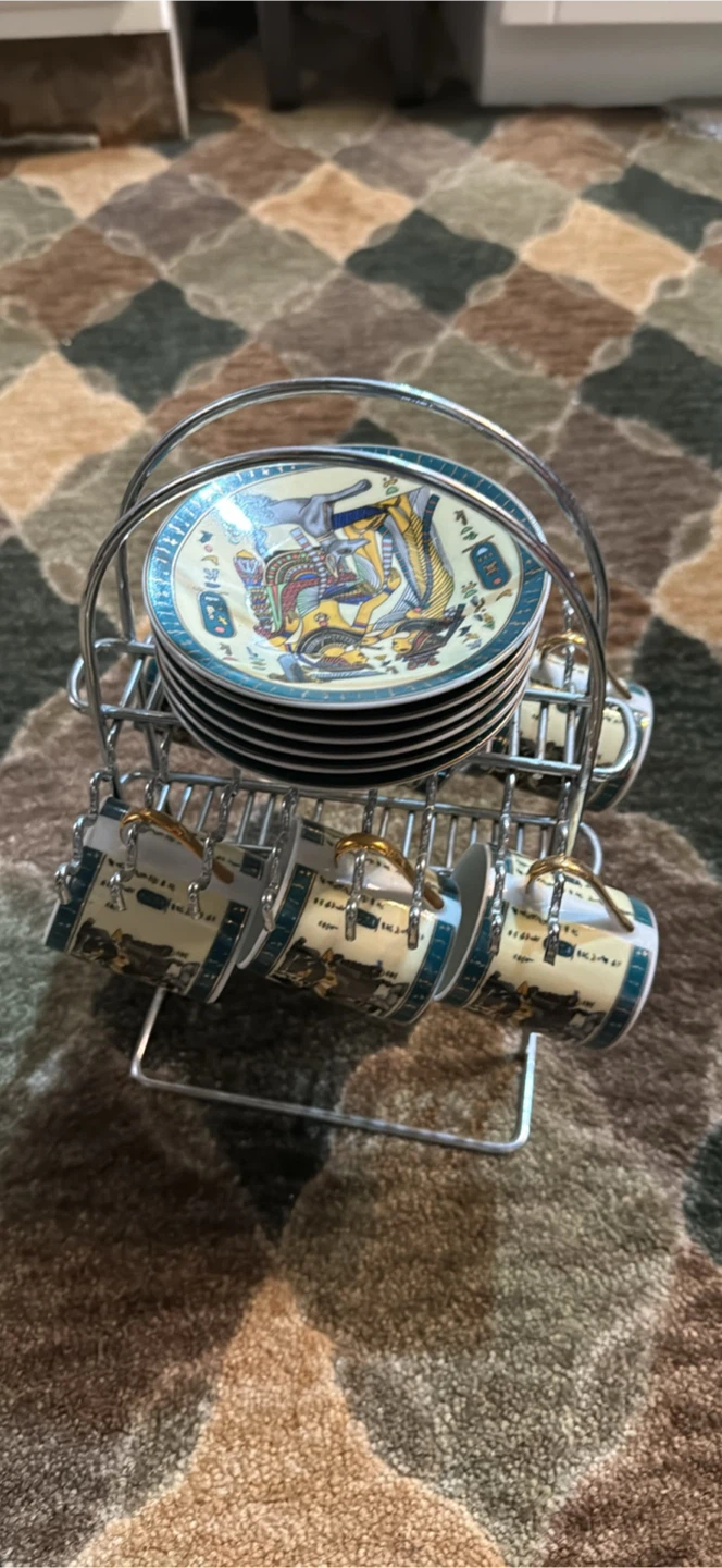 Turkish coffee Cup & Saucer Set with Rack