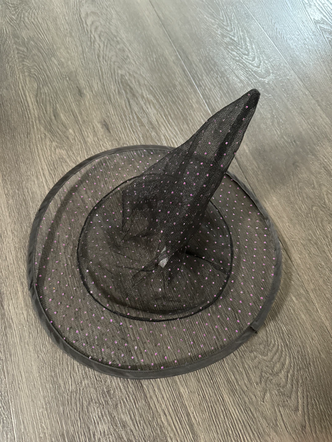 Black Witch Hat with Purple Polka Dots - photo 2