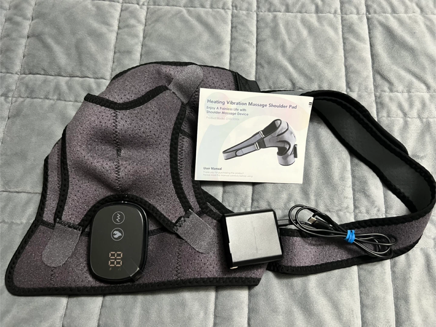 Heated Shoulder Massager Brace - Grey