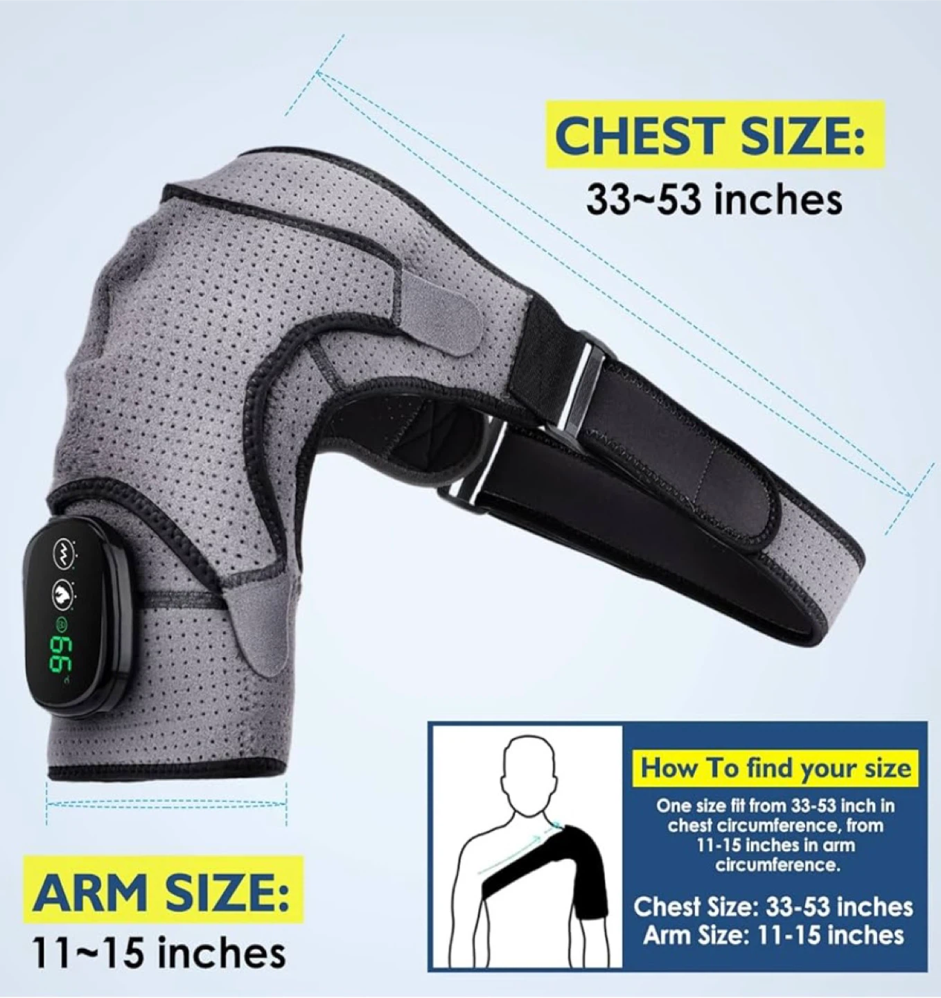 Heated Shoulder Massager Brace - Grey - photo 3