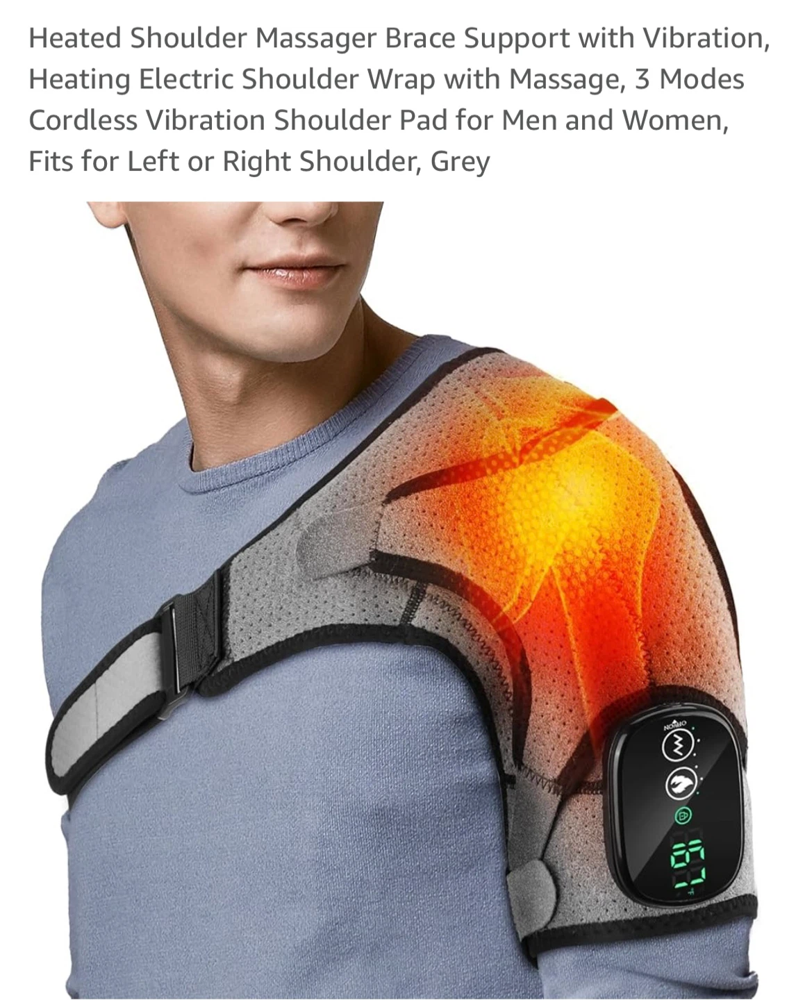 Heated Shoulder Massager Brace - Grey - photo 2