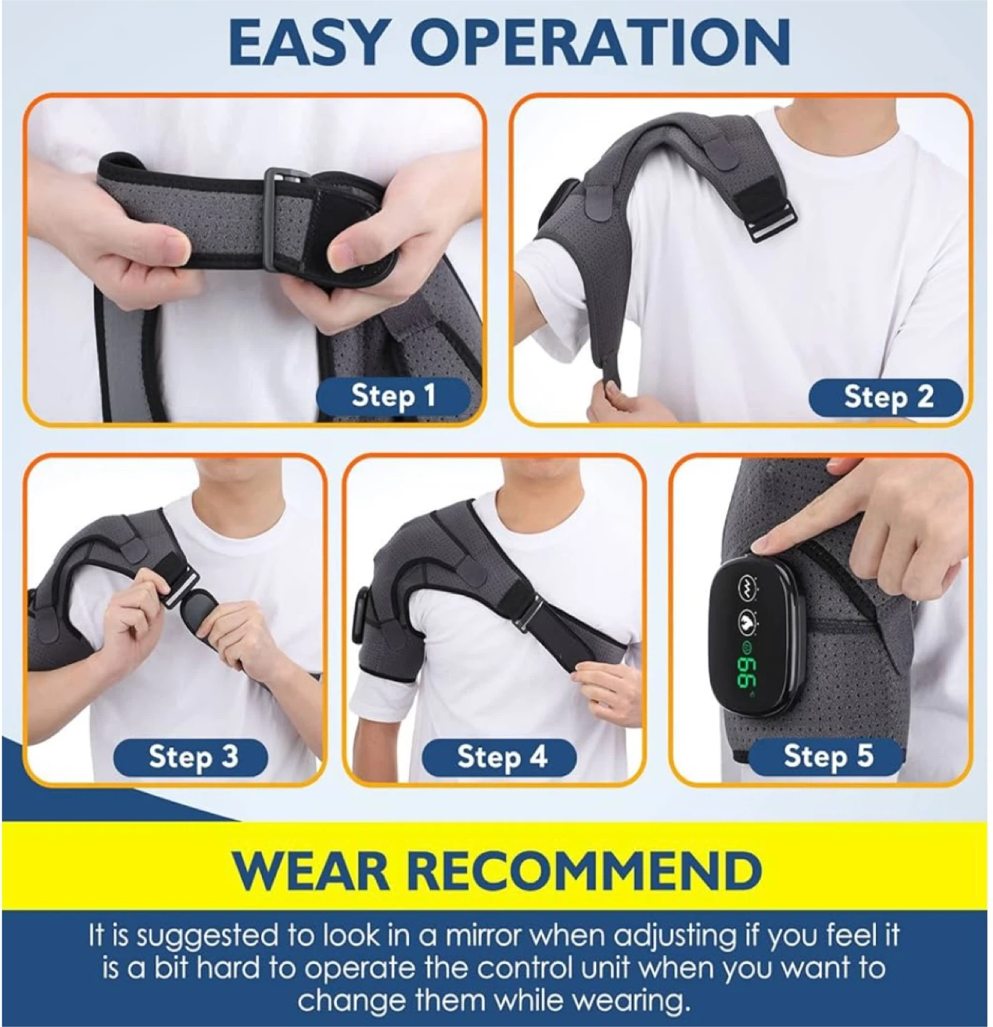 Heated Shoulder Massager Brace - Grey - photo 5