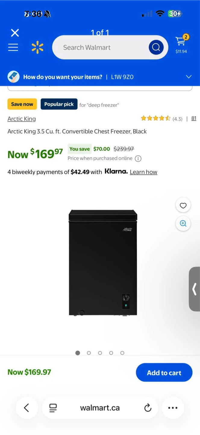 Arctic king 3.5 Cu.Ft freezer black
