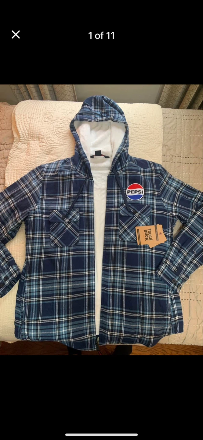 Tough Duck Pepsi Flannel Hoodie - Size L