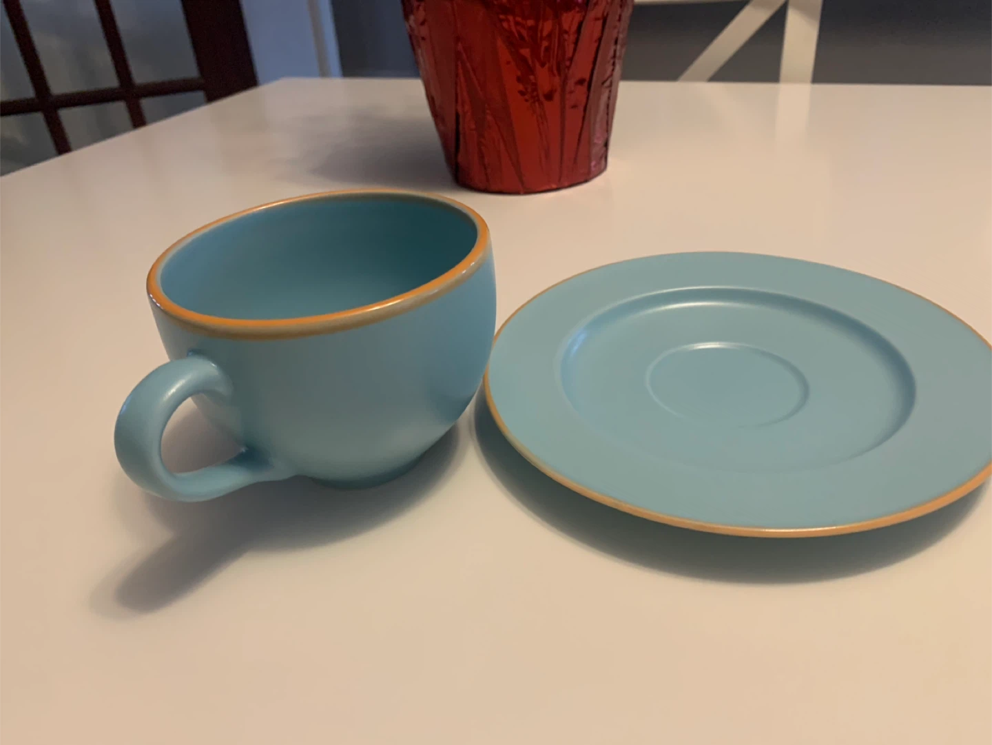 Blue Tea Cup with Saucer - photo 2
