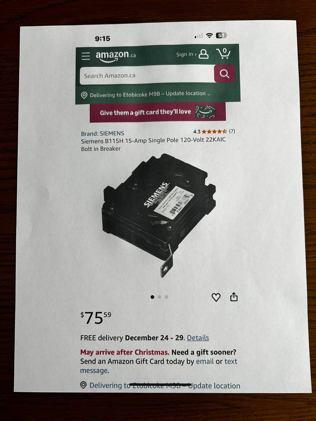 Siemens 15amp B115H breakers - photo 4