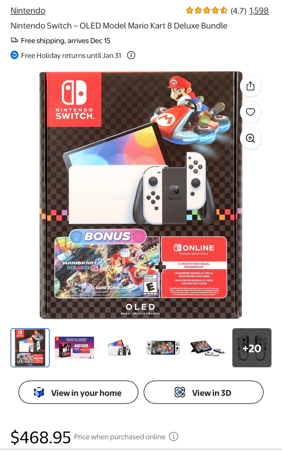 Nintendo Switch OLED Model Mario Kart 8 Deluxe Bundle - photo 4