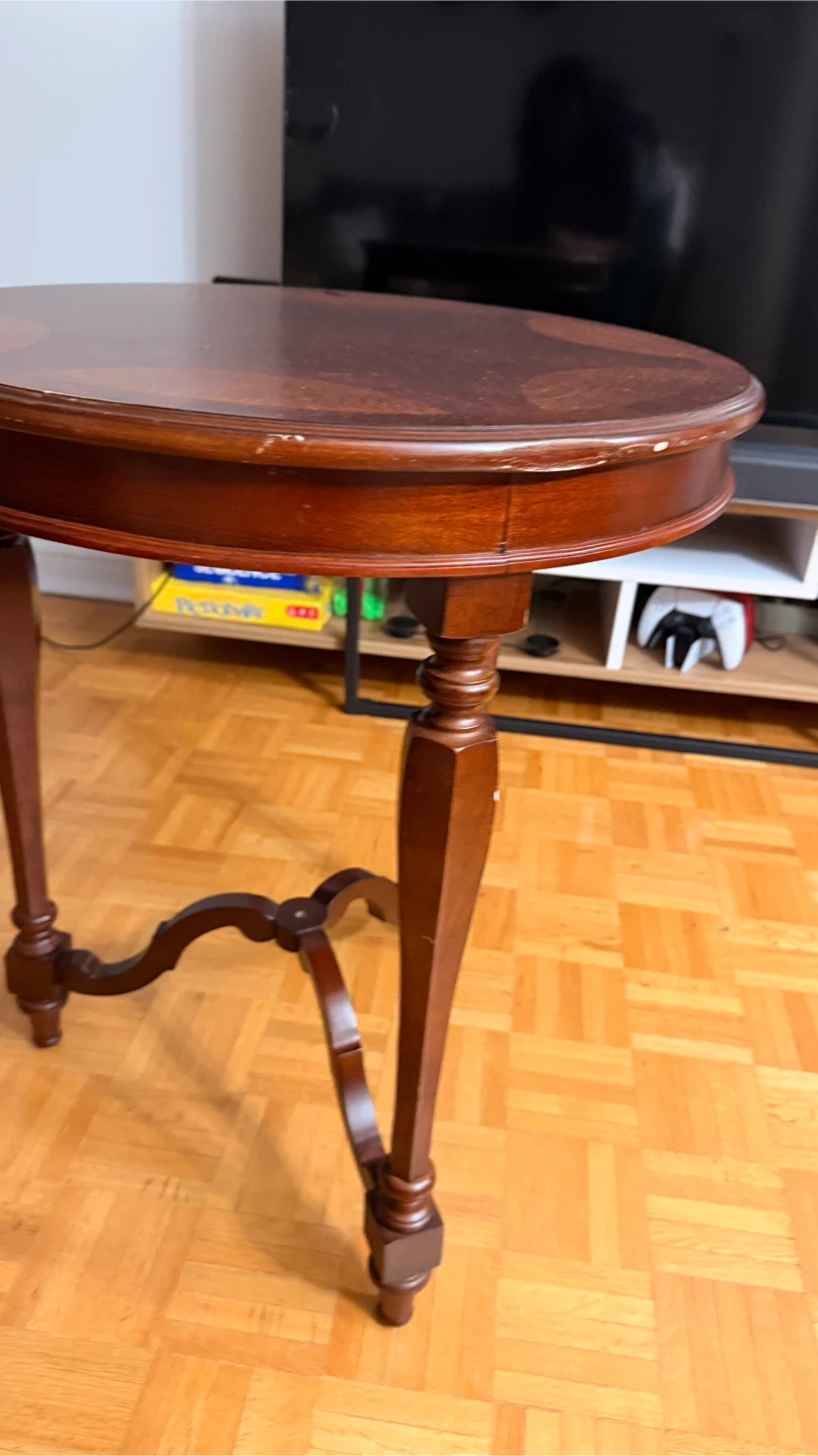 Round Shaped Dark Wood Side Table - photo 4