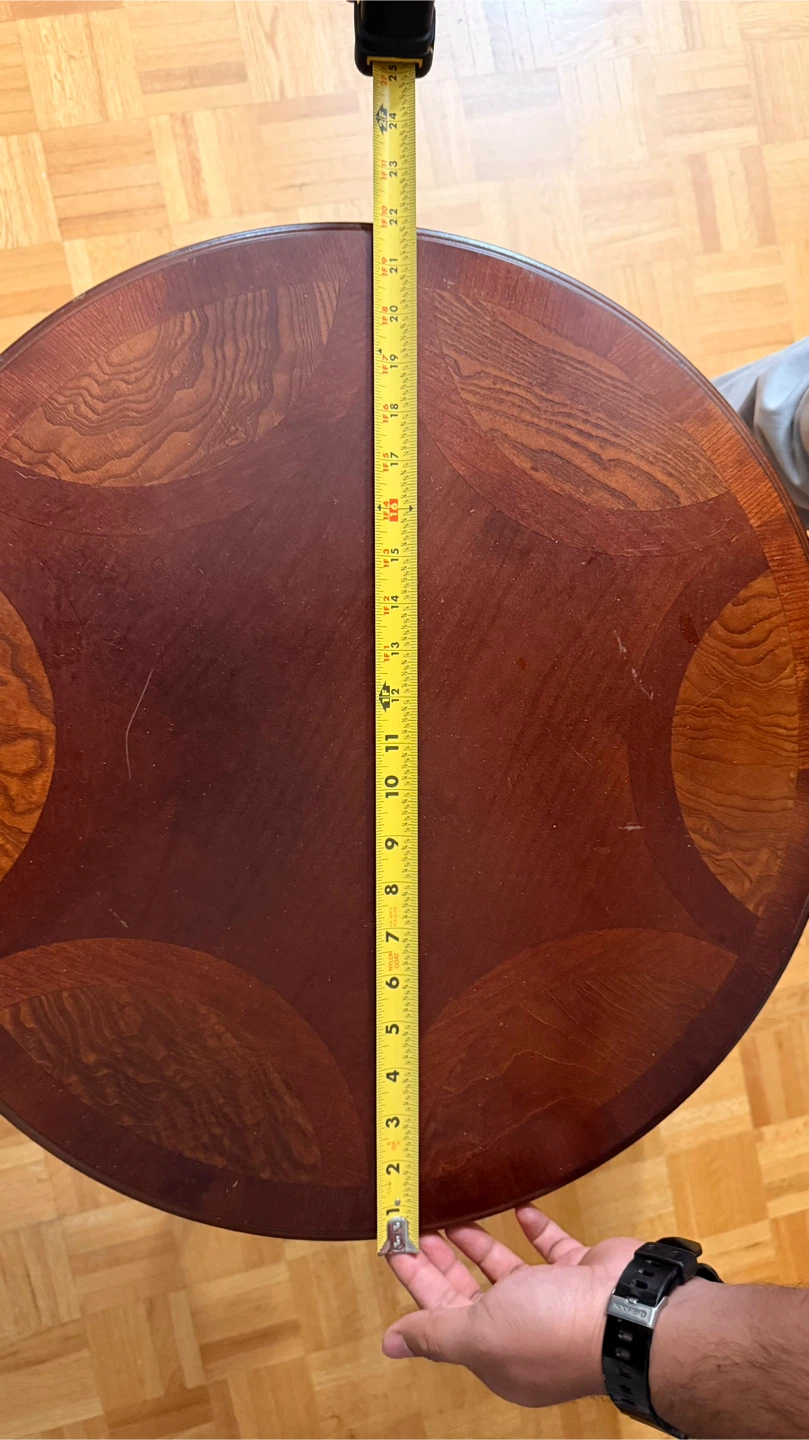 Round Shaped Dark Wood Side Table - photo 2