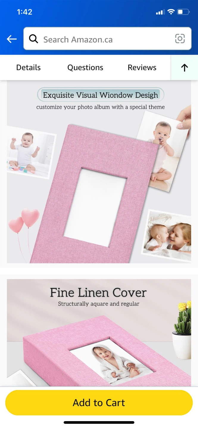 Pink Linen Photo Album with Window - photo 3