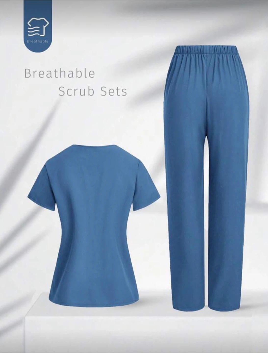 Breathable Scrub Set - Dusty Blue, XS - photo 2