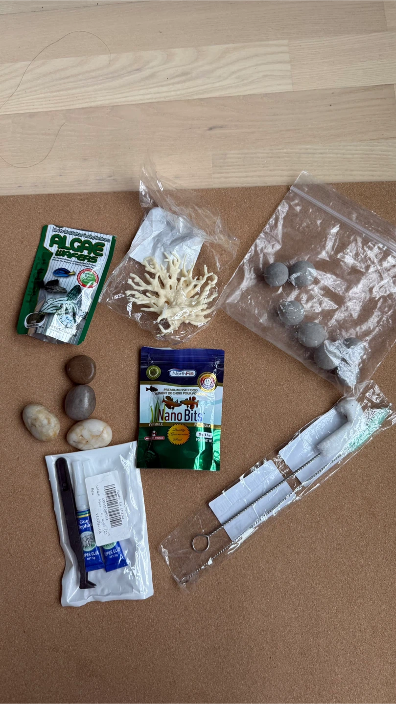 Aquarium Decoration & Fish Food Lot - like New