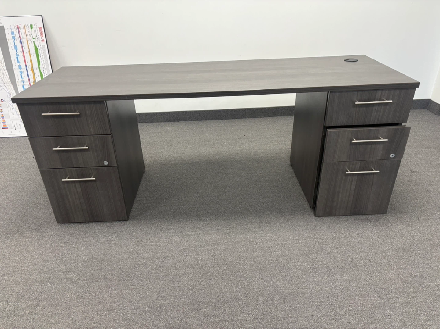 Office Desk with Drawers - Grey Woodgrain