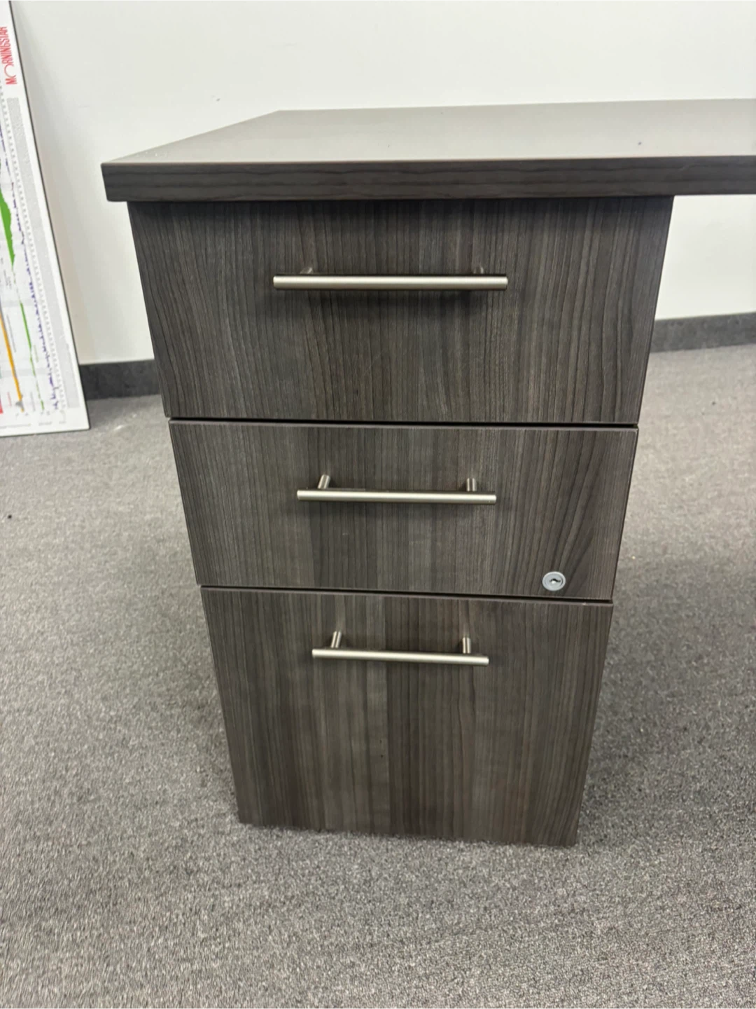 Office Desk with Drawers - Grey Woodgrain - photo 4