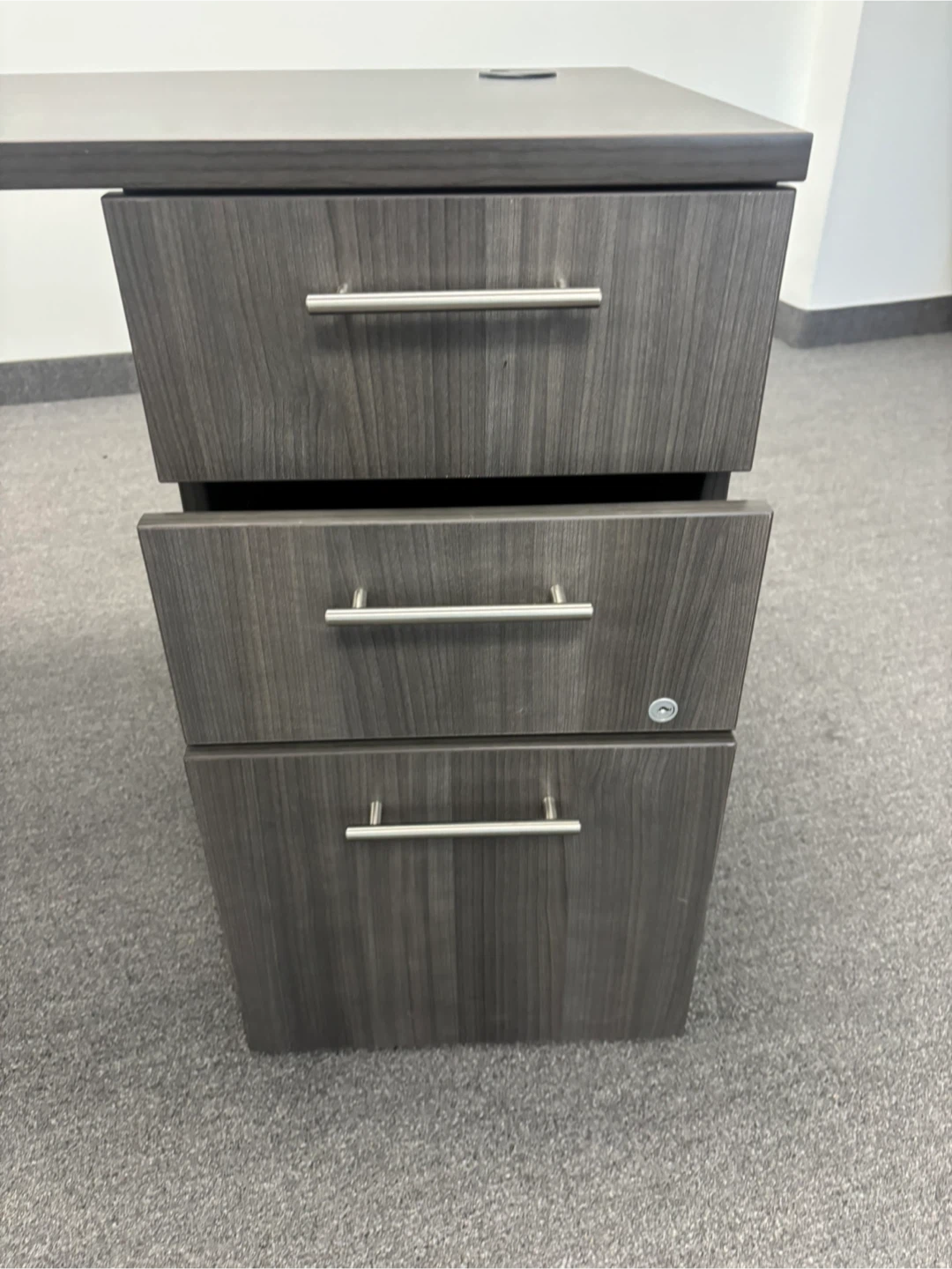Office Desk with Drawers - Grey Woodgrain - photo 3