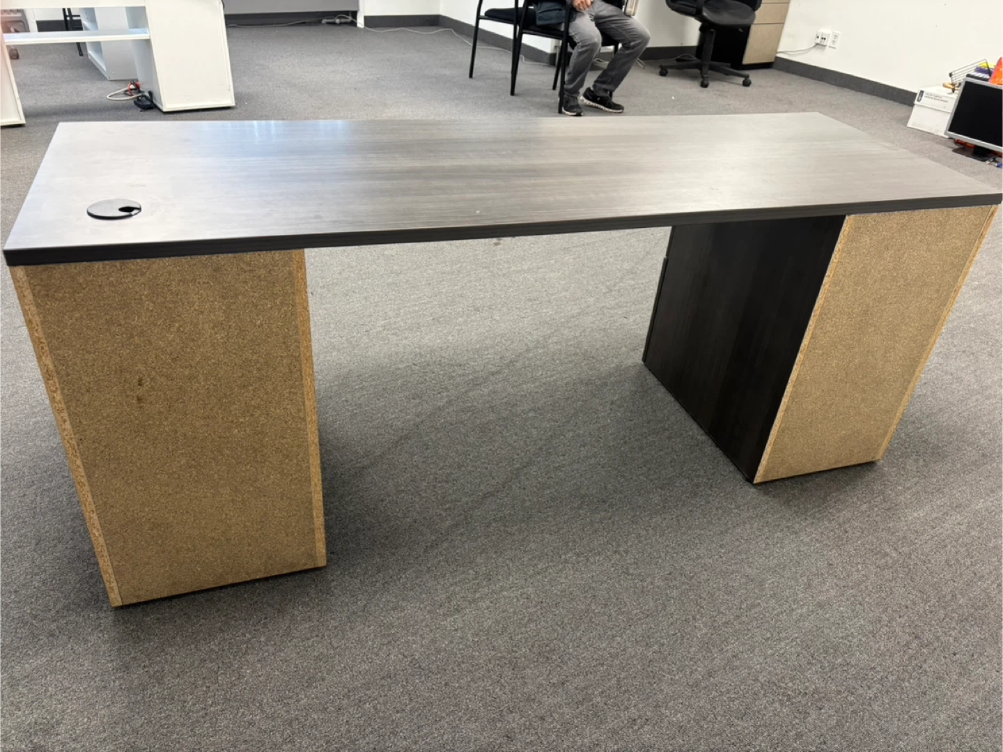 Office Desk with Drawers - Grey Woodgrain - photo 2