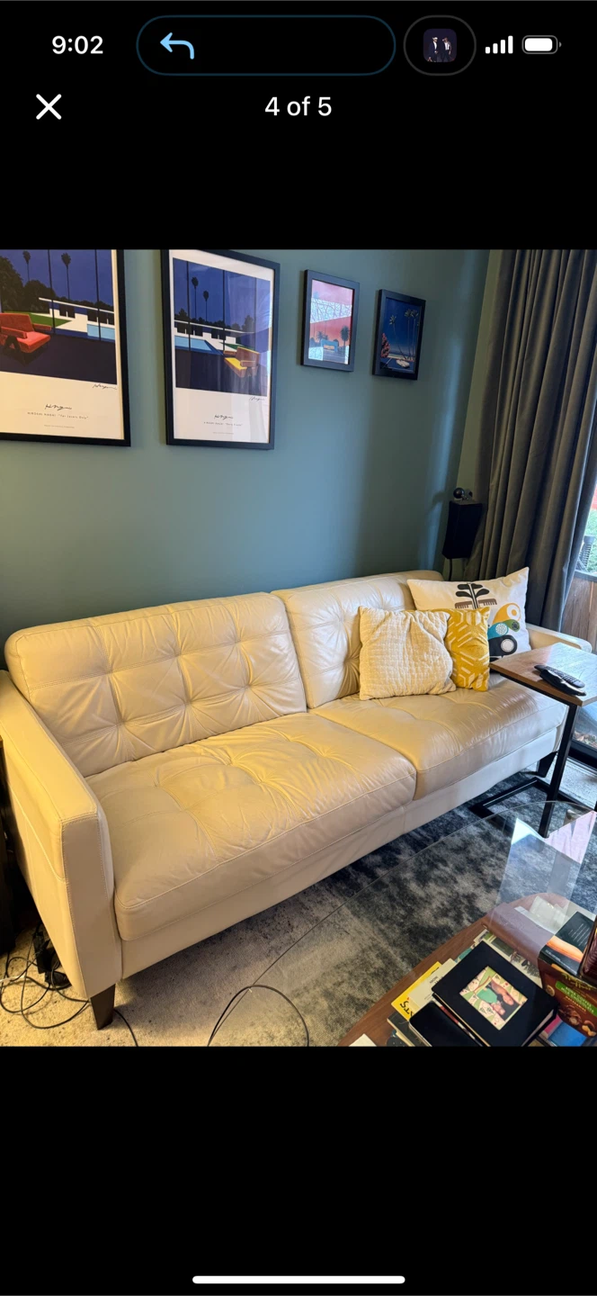Macys white leather couch. Garage pick up $100 firm - photo 3