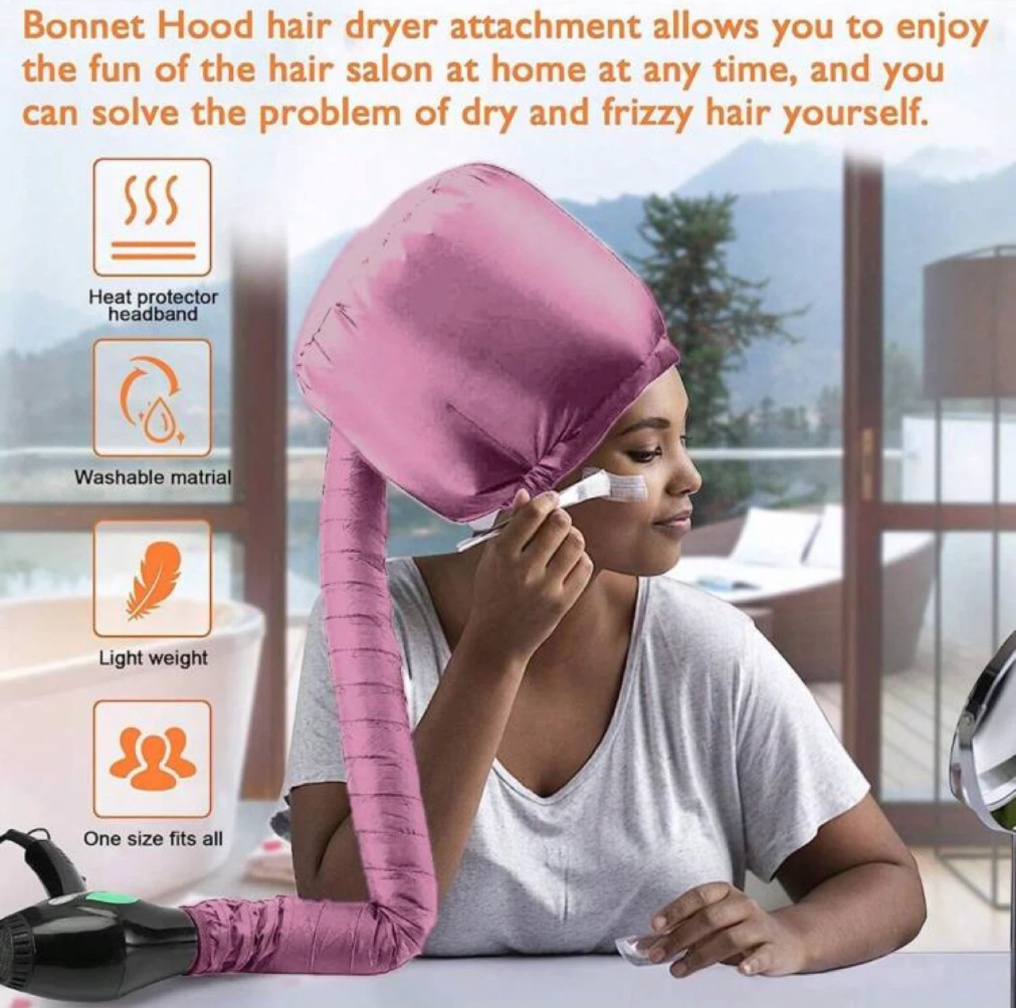 🔥 FREE Pink Bonnet Hood Hair Dryer Attachment - One Size