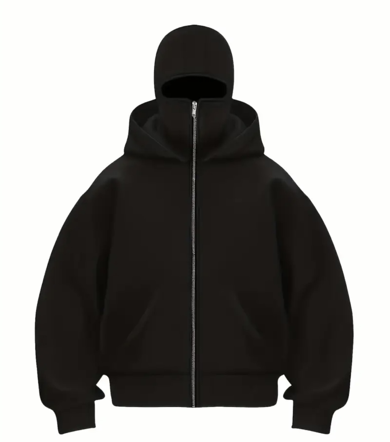 Full Zip Up Hoodie - Black, white, grey and brown