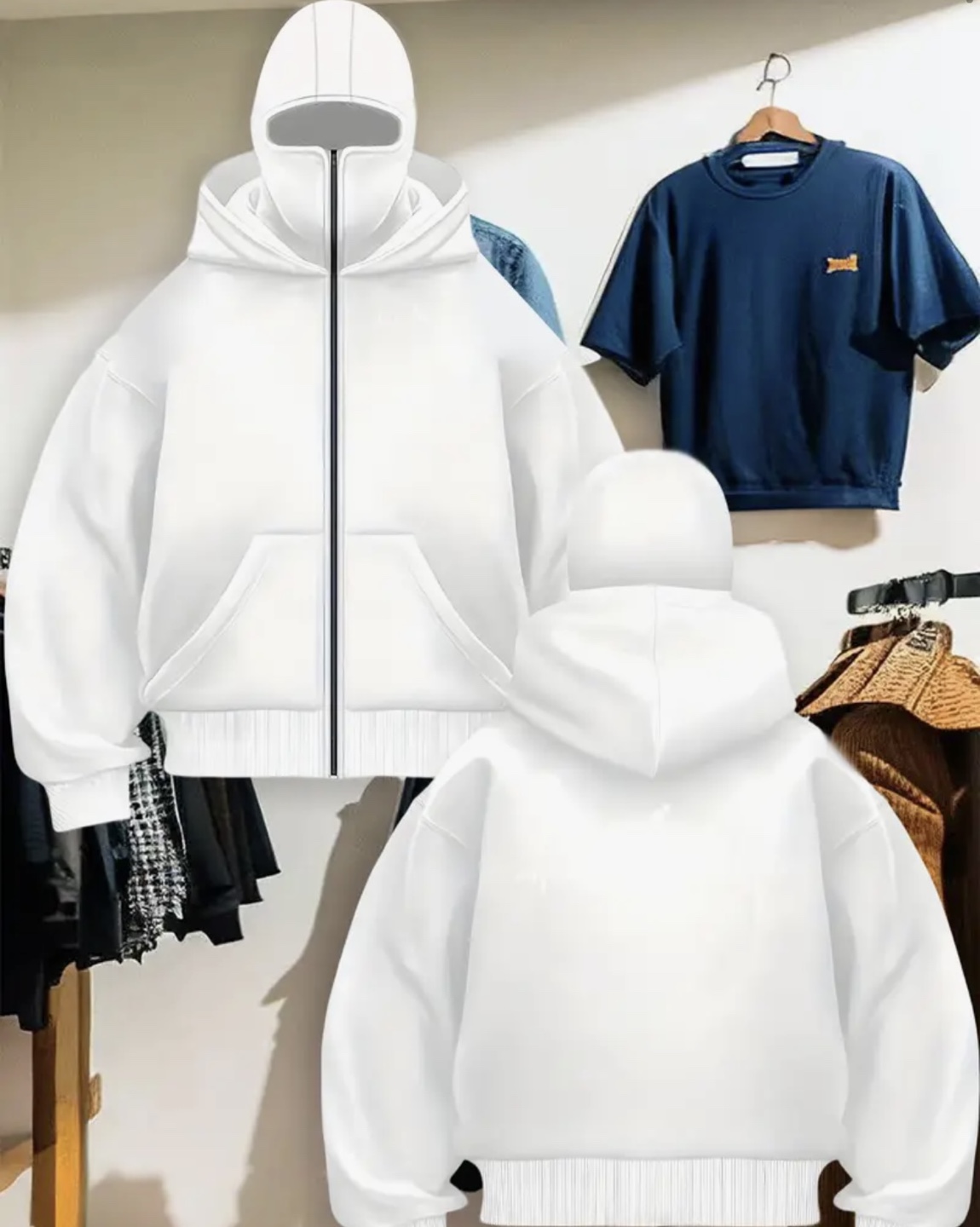 Full Zip Up Hoodie - Black, white, grey and brown - photo 5