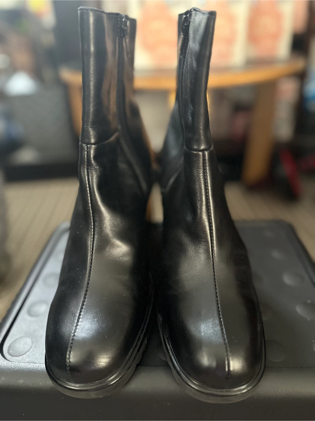 Canadienne Black Leather Ankle Boots - Size 10 - photo 2