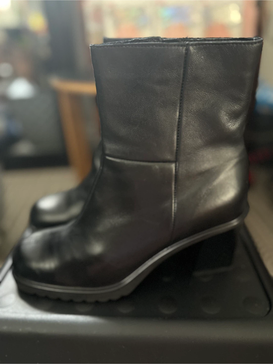 Canadienne Black Leather Ankle Boots - Size 10 - photo 3