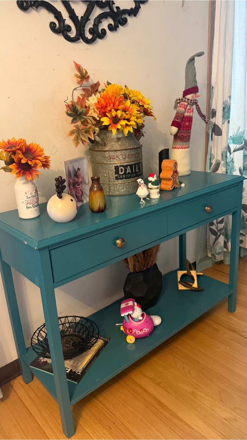 Teal Console  Blue Table check more pictures condition - photo 2