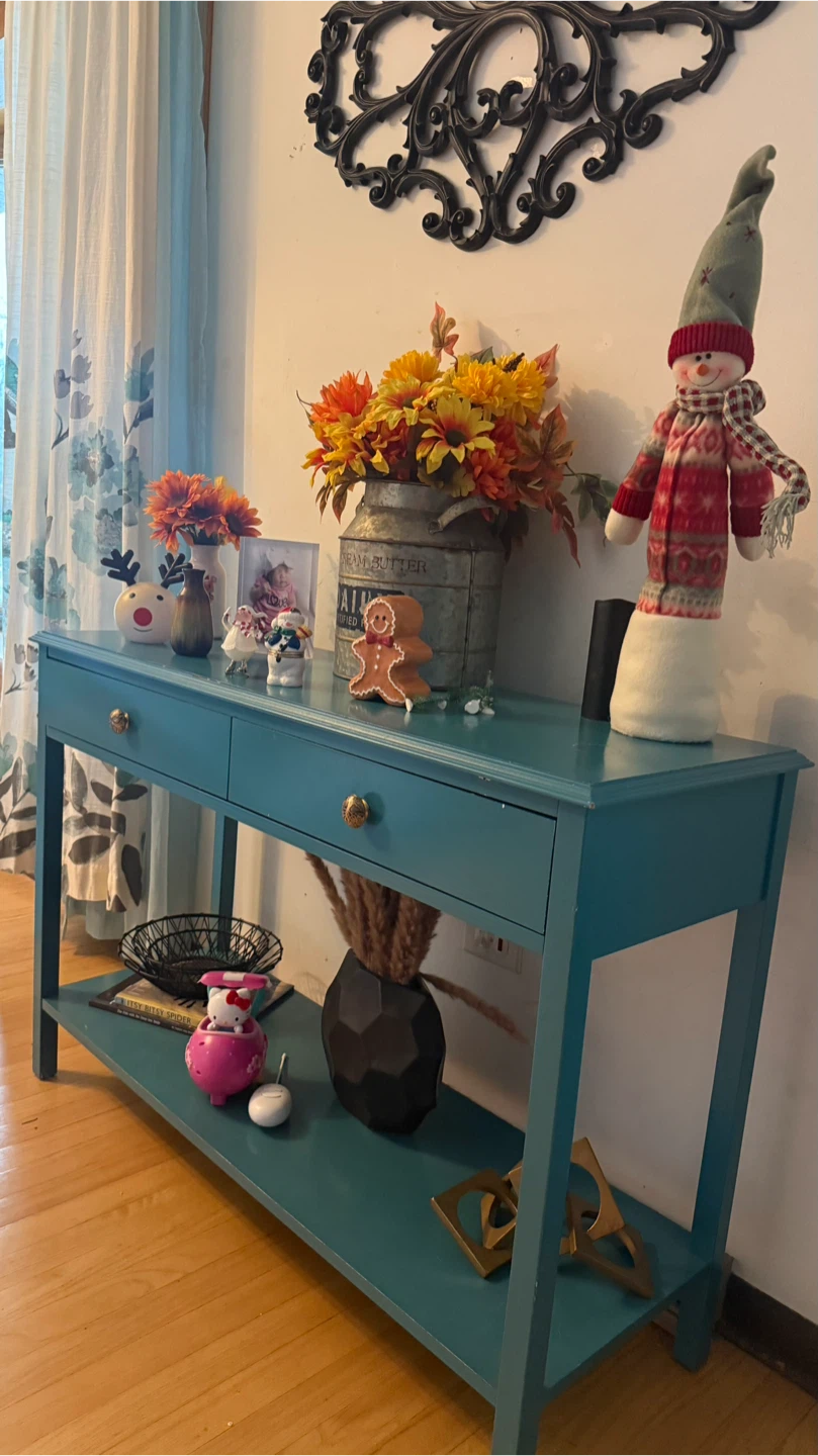 Teal Console  Blue Table check more pictures condition - photo 3