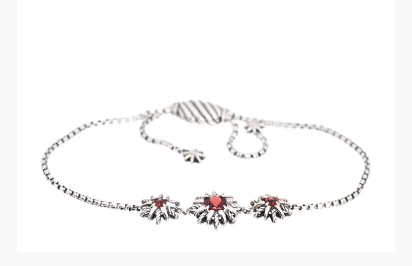 David Yurman Sterling Silver with Garnet Starburst Bracelet* - photo 2