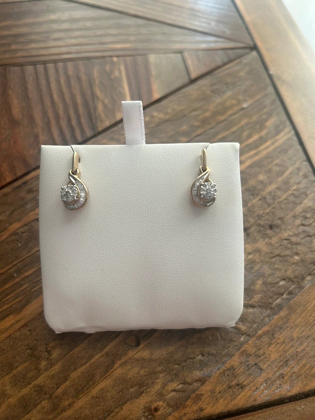 Diamond and Gold Drop Earrings in 10k