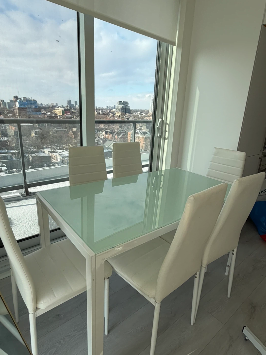 Modern White Dining Table with 6 Chairs