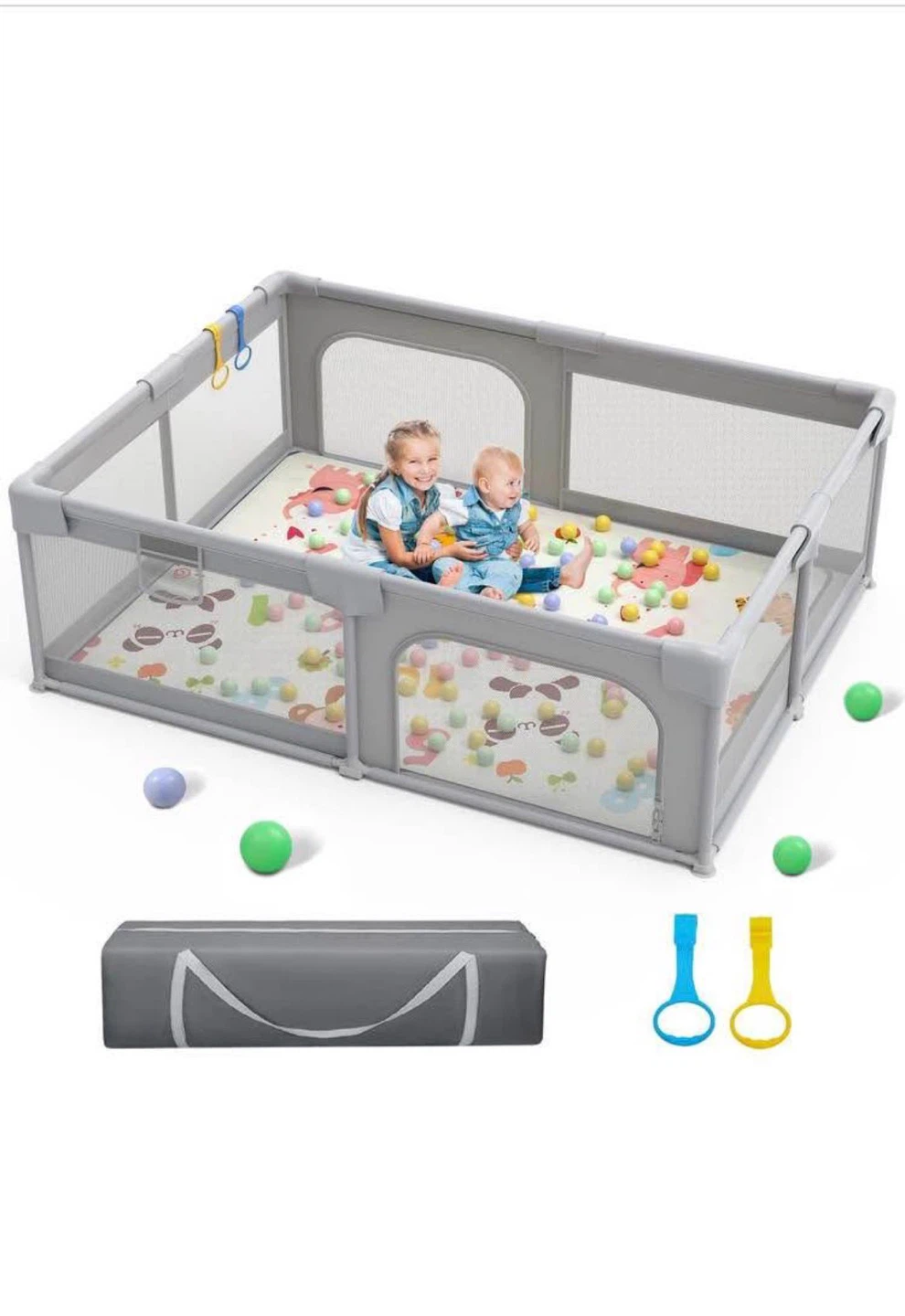 Large Grey Baby Playpen 5ft by 6ft
