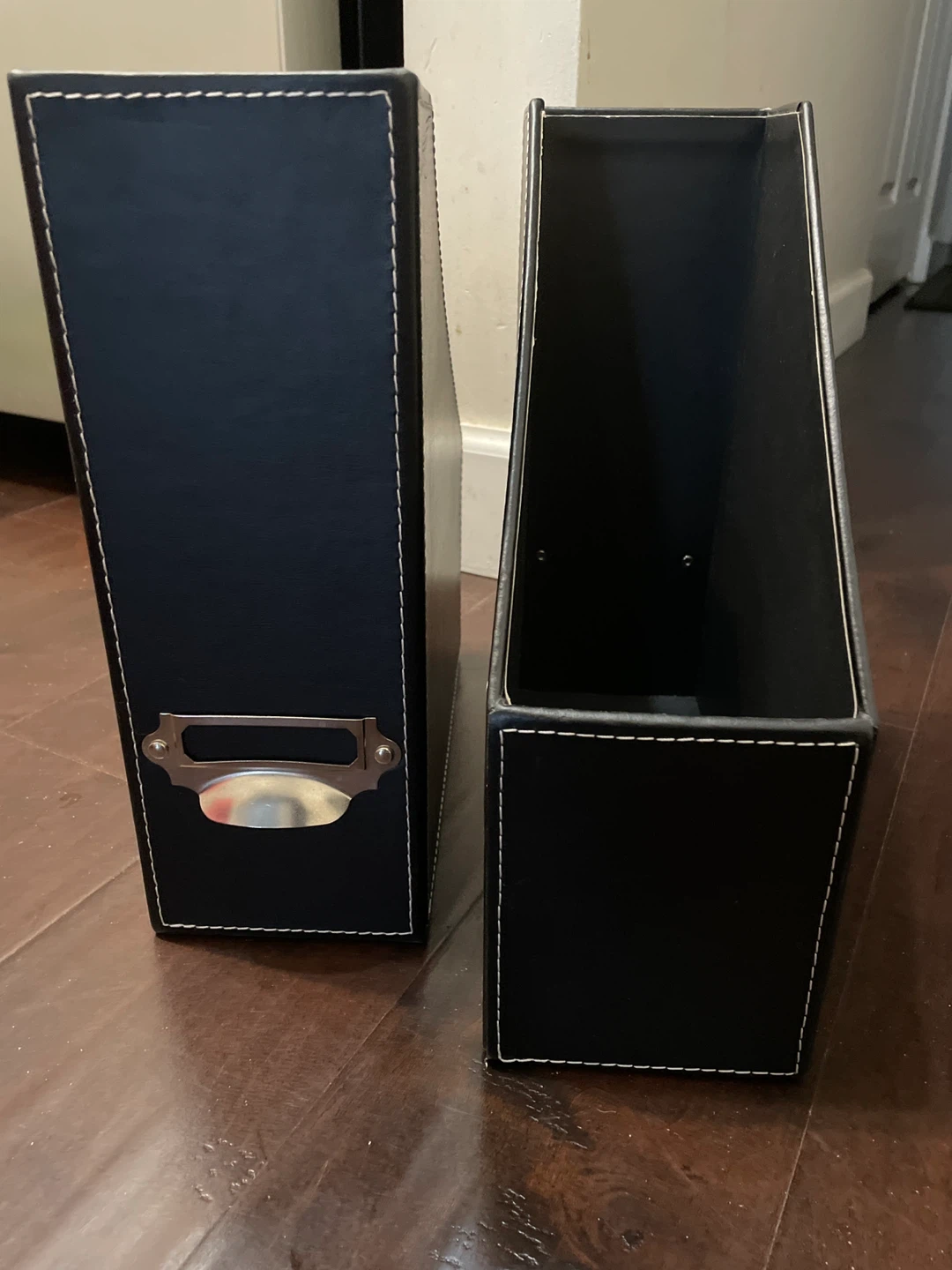 Black Faux Leather Magazine Holders (Set of 2) - photo 2