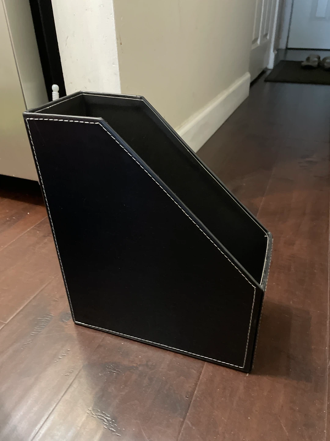 Black Faux Leather Magazine Holders (Set of 2)