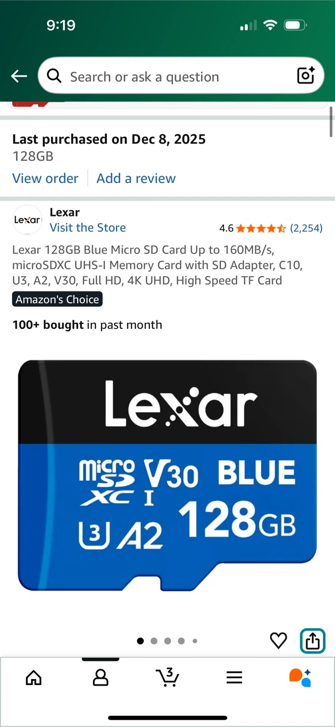 Lexar 128GB Blue Micro SD Card - New! - photo 2