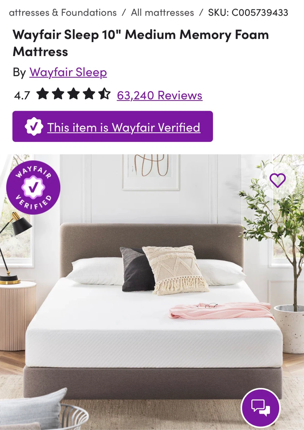 Wayfair Sleep 10" Medium Memory Foam Mattress (Full) - photo 2