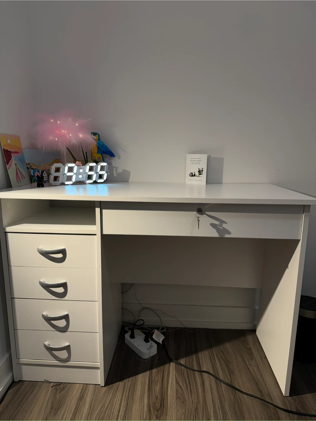 Channay Writing Desk with drawers– White (Wayfair)