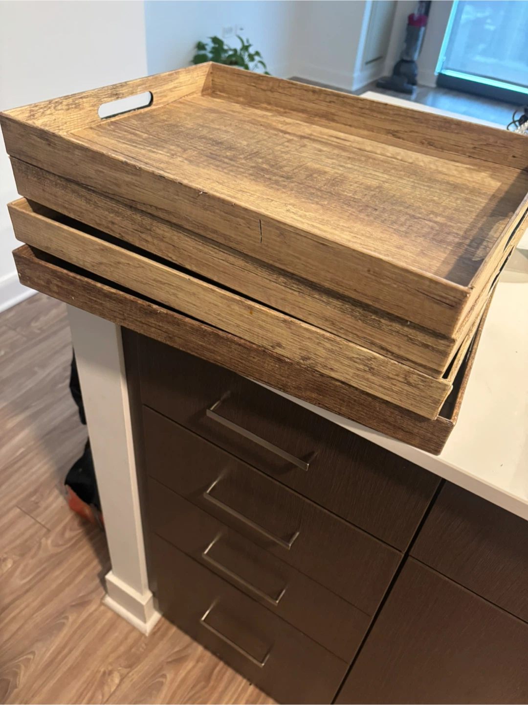 Set of 4 Decorative Wooden Trays
