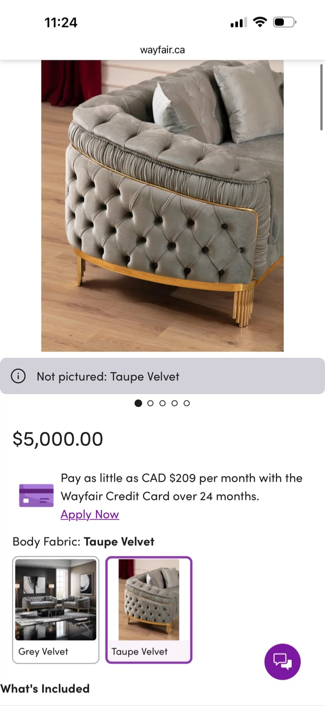 Taupe Velvet sofa set - New in Box! - photo 2