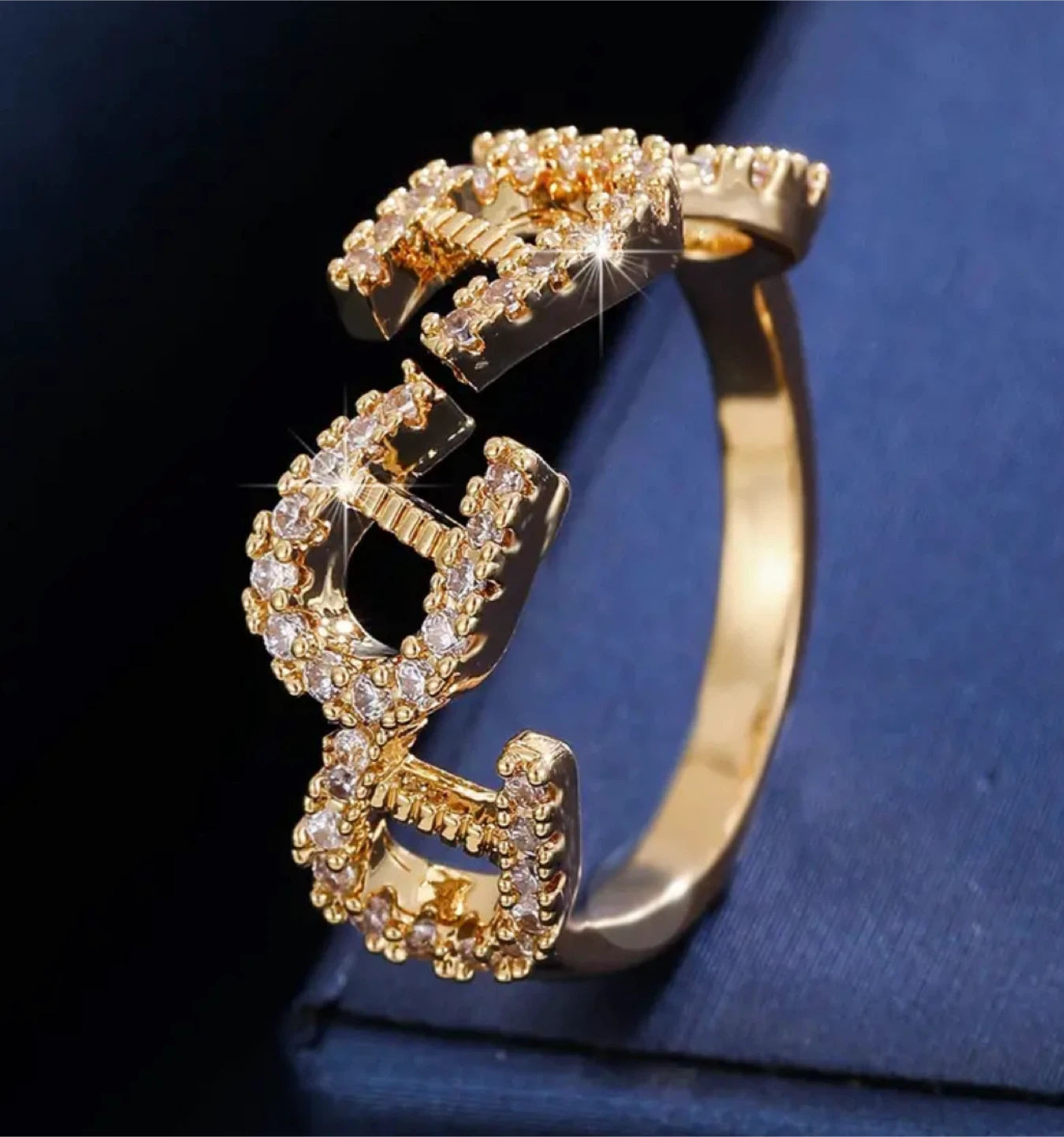 18K Gold plated Ring with Rhinestones $40