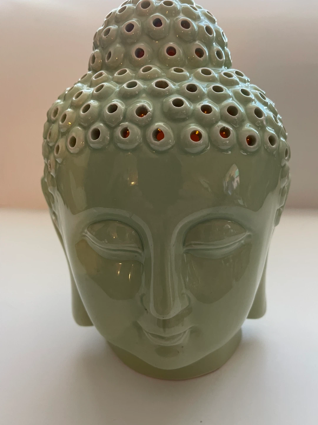 Buddha Head with twinkling lights inside - Green