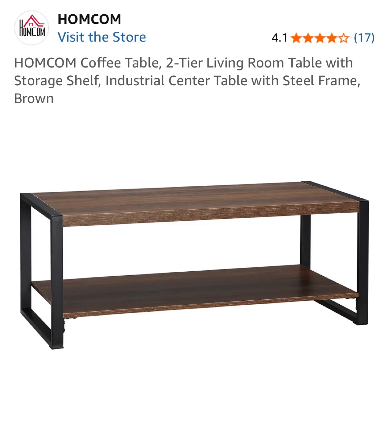 HOMCOM 2-Tier Coffee Table - Brown - photo 4