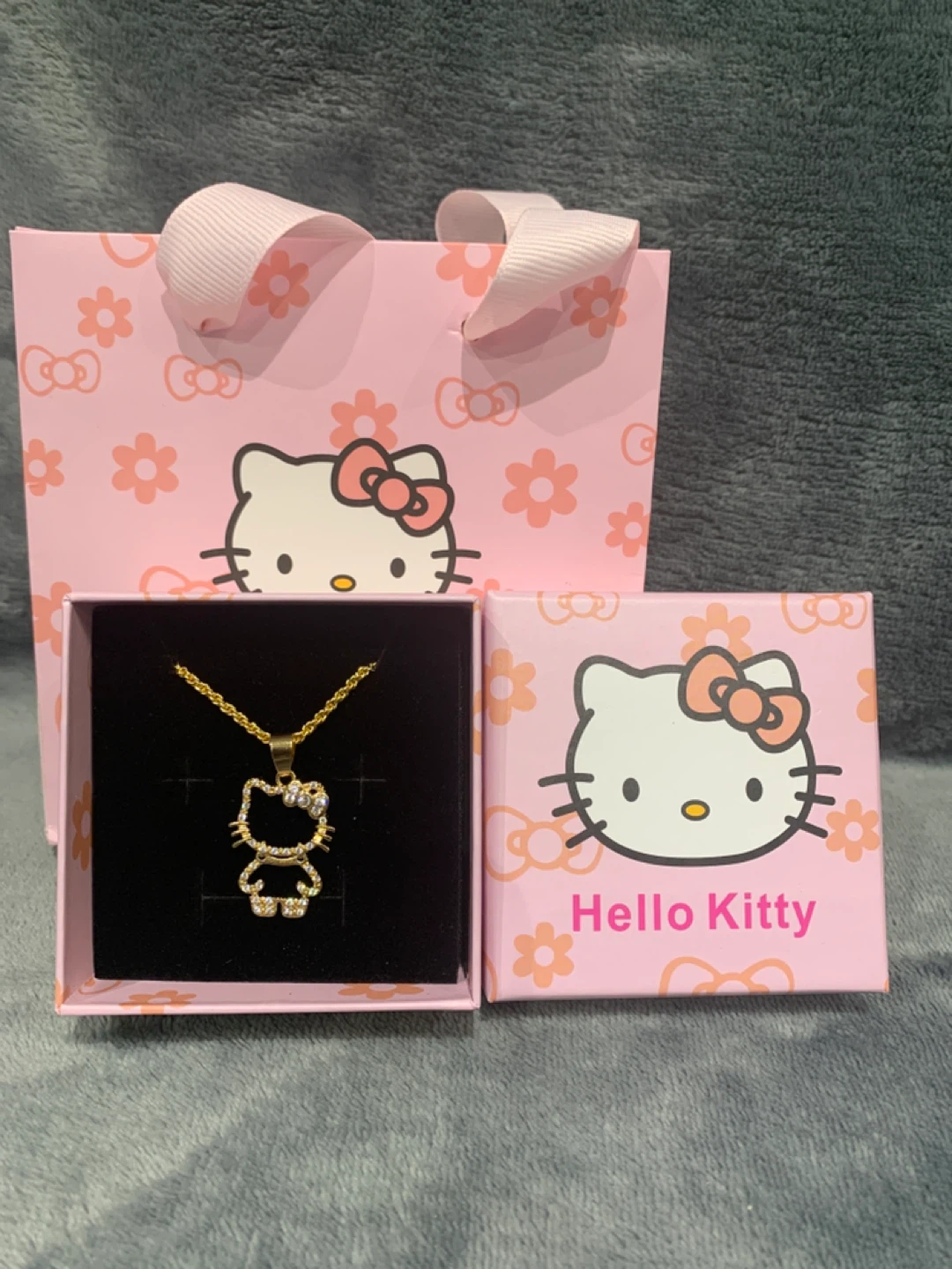 Hello Kitty Gold 925 based gold plated Necklace, New