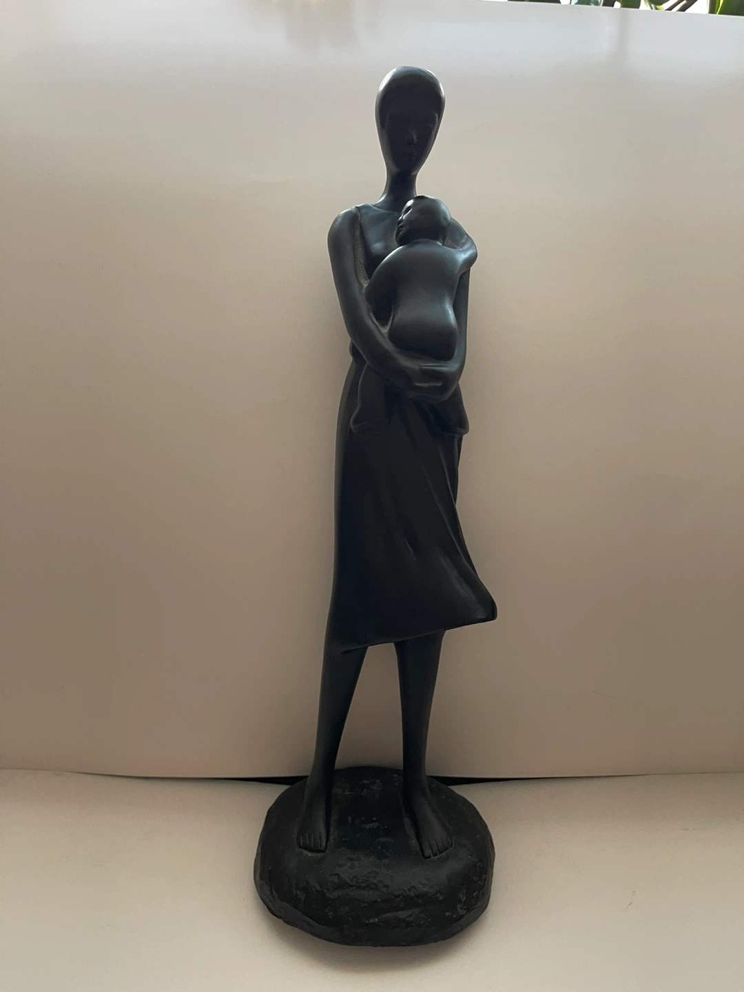 Mother and Child Sculpture - Black Figurine