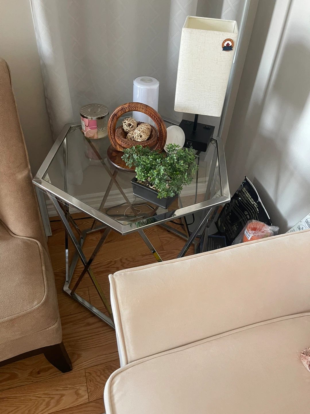 Glass & Chrome coffee table set - photo 3